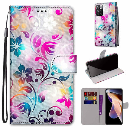 Coloured Drawing Cross Texture Horizontal Flip PU Phone Leather Case with Holder & Card Slots & Wallet & Lanyard(Colorful Layer, For Xiaomi Redmi Note 11 Pro / 11 Pro+ Global
