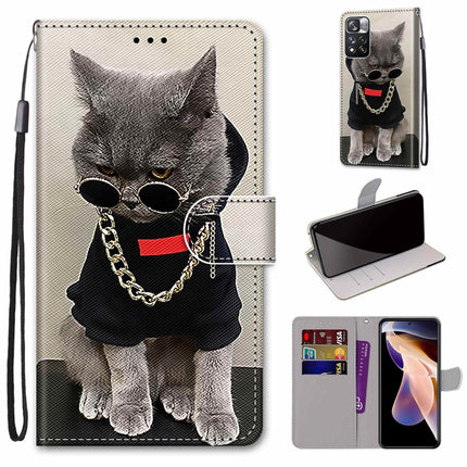 Coloured Drawing Cross Texture Horizontal Flip PU Phone Leather Case with Holder & Card Slots & Wallet & Lanyard(Colorful Layer, For Xiaomi Redmi Note 11 Pro / 11 Pro+ Global