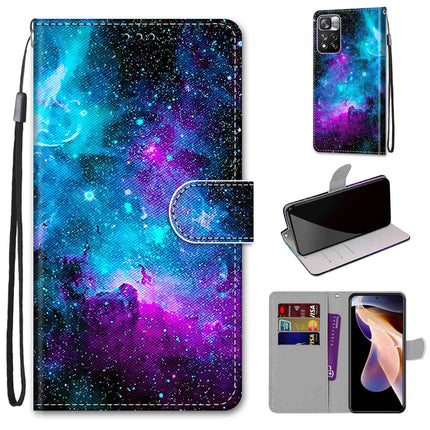 Coloured Drawing Cross Texture Horizontal Flip PU Phone Leather Case with Holder & Card Slots & Wallet & Lanyard(Colorful Layer, For Xiaomi Redmi Note 11 Pro / 11 Pro+ Global