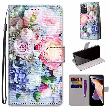 Coloured Drawing Cross Texture Horizontal Flip PU Phone Leather Case with Holder & Card Slots & Wallet & Lanyard(Colorful Layer, For Xiaomi Redmi Note 11 Pro / 11 Pro+ Global