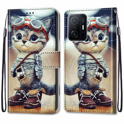 Coloured Drawing Cross Texture Horizontal Flip PU Phone Leather Case with Holder & Card Slots & Wallet & Lanyard(Colorful Layer, For Xiaomi Mi 11T / 11T Pro