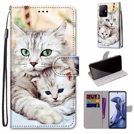 Coloured Drawing Cross Texture Horizontal Flip PU Phone Leather Case with Holder & Card Slots & Wallet & Lanyard(Colorful Layer, For Xiaomi Mi 11T / 11T Pro