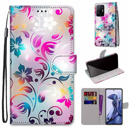 Coloured Drawing Cross Texture Horizontal Flip PU Phone Leather Case with Holder & Card Slots & Wallet & Lanyard(Colorful Layer, For Xiaomi Mi 11T / 11T Pro