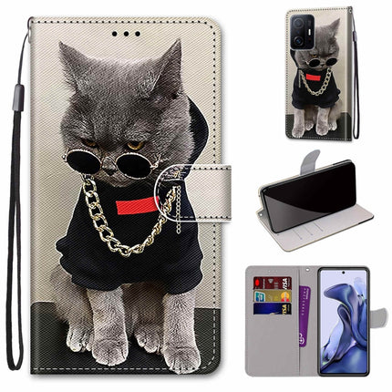 Coloured Drawing Cross Texture Horizontal Flip PU Phone Leather Case with Holder & Card Slots & Wallet & Lanyard(Colorful Layer, For Xiaomi Mi 11T / 11T Pro