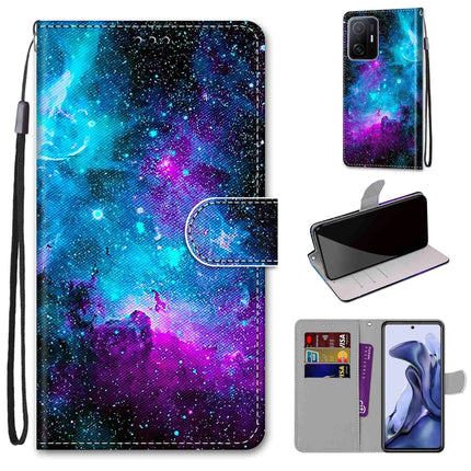 Coloured Drawing Cross Texture Horizontal Flip PU Phone Leather Case with Holder & Card Slots & Wallet & Lanyard(Colorful Layer, For Xiaomi Mi 11T / 11T Pro