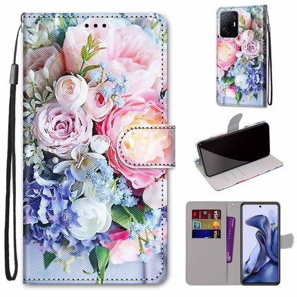 Coloured Drawing Cross Texture Horizontal Flip PU Phone Leather Case with Holder & Card Slots & Wallet & Lanyard(Colorful Layer, For Xiaomi Mi 11T / 11T Pro