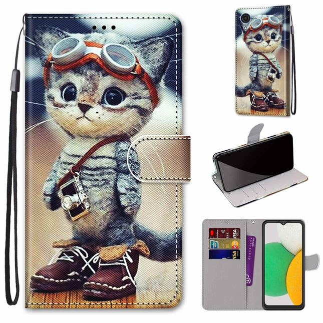 Coloured Drawing Cross Texture Horizontal Flip PU Phone Leather Case with Holder & Card Slots & Wallet & Lanyard(Colorful Layer, For Samsung Galaxy A03 Core