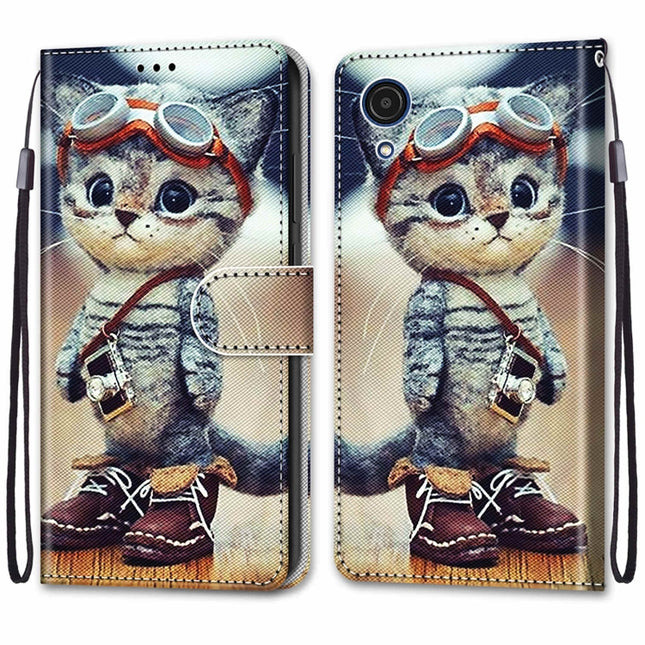 Coloured Drawing Cross Texture Horizontal Flip PU Phone Leather Case with Holder & Card Slots & Wallet & Lanyard(Colorful Layer, For Samsung Galaxy A03 Core