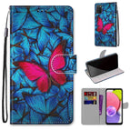 For Samsung Galaxy A03s 166mm Version / Big Red Butterfly On Blue