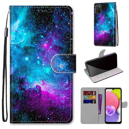 Coloured Drawing Cross Texture Horizontal Flip PU Phone Leather Case with Holder & Card Slots & Wallet & Lanyard(Colorful Layer, For Samsung Galaxy A03s 166mm Version
