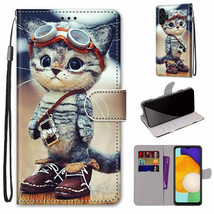 Coloured Drawing Cross Texture Horizontal Flip PU Phone Leather Case with Holder & Card Slots & Wallet & Lanyard(Colorful Layer, For Samsung Galaxy A13 4G