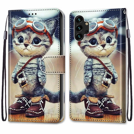 Coloured Drawing Cross Texture Horizontal Flip PU Phone Leather Case with Holder & Card Slots & Wallet & Lanyard(Colorful Layer, For Samsung Galaxy A13 4G