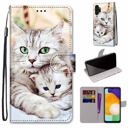 Coloured Drawing Cross Texture Horizontal Flip PU Phone Leather Case with Holder & Card Slots & Wallet & Lanyard(Colorful Layer, For Samsung Galaxy A13 4G