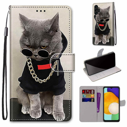 Coloured Drawing Cross Texture Horizontal Flip PU Phone Leather Case with Holder & Card Slots & Wallet & Lanyard(Colorful Layer, For Samsung Galaxy A13 4G