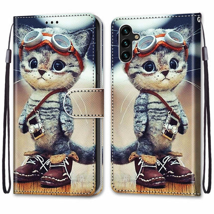 Coloured Drawing Cross Texture Horizontal Flip PU Phone Leather Case with Holder & Card Slots & Wallet & Lanyard(Colorful Layer, For Samsung Galaxy A13 5G
