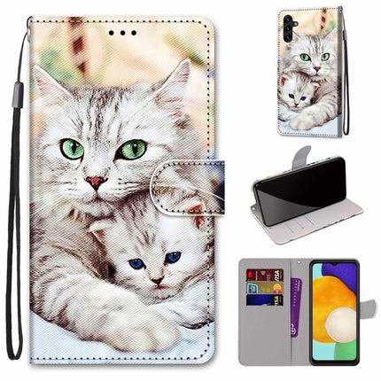 Coloured Drawing Cross Texture Horizontal Flip PU Phone Leather Case with Holder & Card Slots & Wallet & Lanyard(Colorful Layer, For Samsung Galaxy A13 5G
