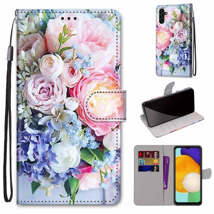 Coloured Drawing Cross Texture Horizontal Flip PU Phone Leather Case with Holder & Card Slots & Wallet & Lanyard(Colorful Layer, For Samsung Galaxy A13 5G