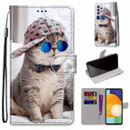 For Samsung Galaxy A33 5G / Oblique Hat Blue Mirror Cat