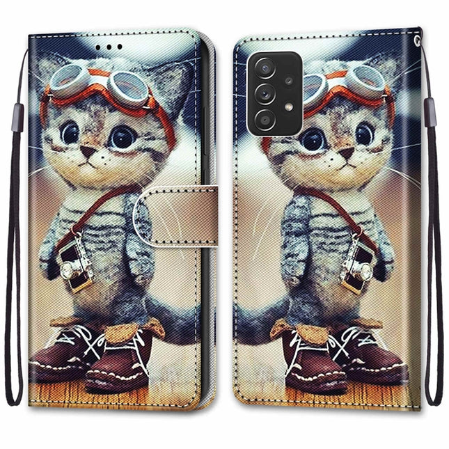 Coloured Drawing Cross Texture Horizontal Flip PU Phone Leather Case with Holder & Card Slots & Wallet & Lanyard(Colorful Layer, For Samsung Galaxy A53 5G Global