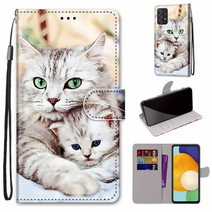 Coloured Drawing Cross Texture Horizontal Flip PU Phone Leather Case with Holder & Card Slots & Wallet & Lanyard(Colorful Layer, For Samsung Galaxy A53 5G Global