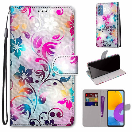 Coloured Drawing Cross Texture Horizontal Flip PU Phone Leather Case with Holder & Card Slots & Wallet & Lanyard(Colorful Layer, For Samsung Galaxy M52 5G