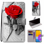 For Samsung Galaxy M52 5G / Red Rose On Wooden