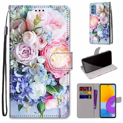 Coloured Drawing Cross Texture Horizontal Flip PU Phone Leather Case with Holder & Card Slots & Wallet & Lanyard(Colorful Layer, For Samsung Galaxy M52 5G