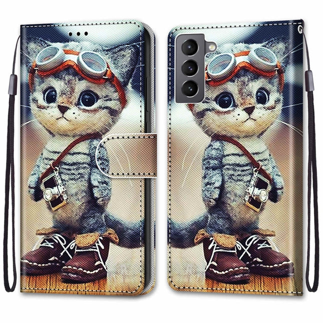 Coloured Drawing Cross Texture Horizontal Flip PU Phone Leather Case with Holder & Card Slots & Wallet & Lanyard(Colorful Layer, For Samsung Galaxy S22 5G