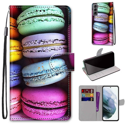 Coloured Drawing Cross Texture Horizontal Flip PU Phone Leather Case with Holder & Card Slots & Wallet & Lanyard(Colorful Layer, For Samsung Galaxy S22 5G