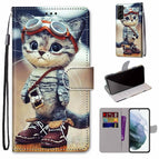 For Samsung Galaxy S22+ 5G / Leather Shoes Cat