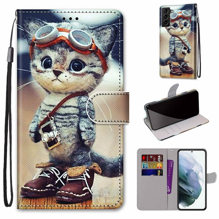 Coloured Drawing Cross Texture Horizontal Flip PU Phone Leather Case with Holder & Card Slots & Wallet & Lanyard(Colorful Layer, For Samsung Galaxy S22+ 5G