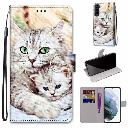 Coloured Drawing Cross Texture Horizontal Flip PU Phone Leather Case with Holder & Card Slots & Wallet & Lanyard(Colorful Layer, For Samsung Galaxy S22+ 5G