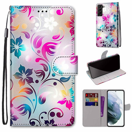 Coloured Drawing Cross Texture Horizontal Flip PU Phone Leather Case with Holder & Card Slots & Wallet & Lanyard(Colorful Layer, For Samsung Galaxy S22+ 5G