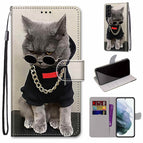 For Samsung Galaxy S22+ 5G / Golden Chain Grey Cat