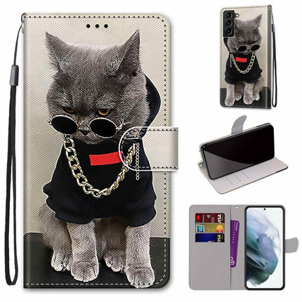 Coloured Drawing Cross Texture Horizontal Flip PU Phone Leather Case with Holder & Card Slots & Wallet & Lanyard(Colorful Layer, For Samsung Galaxy S22+ 5G