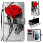 For Samsung Galaxy S22+ 5G / Red Rose On Wooden