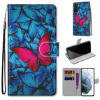 For Samsung Galaxy S22+ 5G / Big Red Butterfly On Blue