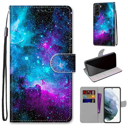 Coloured Drawing Cross Texture Horizontal Flip PU Phone Leather Case with Holder & Card Slots & Wallet & Lanyard(Colorful Layer, For Samsung Galaxy S22+ 5G