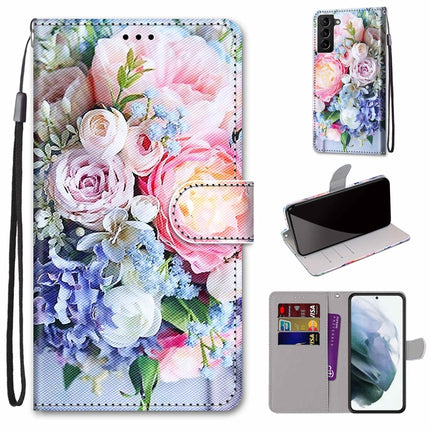 Coloured Drawing Cross Texture Horizontal Flip PU Phone Leather Case with Holder & Card Slots & Wallet & Lanyard(Colorful Layer, For Samsung Galaxy S22+ 5G