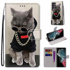 For Samsung Galaxy S22 Ultra 5G / Golden Chain Grey Cat