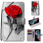 For Samsung Galaxy S22 Ultra 5G / Red Rose On Wooden
