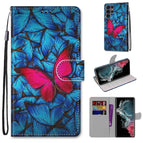 For Samsung Galaxy S22 Ultra 5G / Big Red Butterfly On Blue