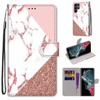 For Samsung Galaxy S22 Ultra 5G / Stitching Pink Stone Pattern