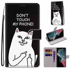 For Samsung Galaxy S22 Ultra 5G / Middle Finger White Cat