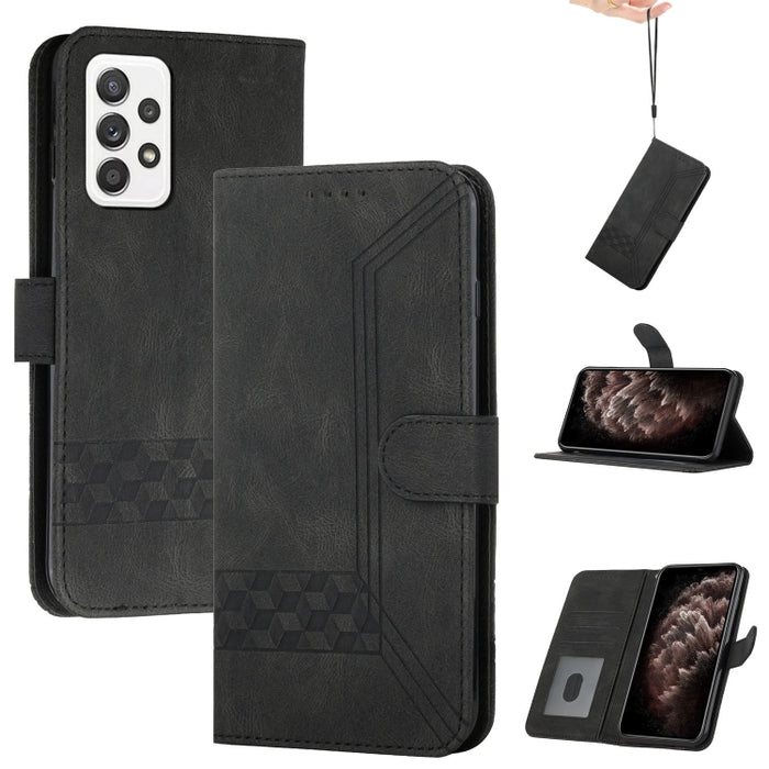 Cubic Skin Feel Flip Leather Phone Case, For Samsung Galaxy A52 5G, For Samsung Galaxy A71, For Samsung Galaxy A71 5G, For Samsung Galaxy A72 5G
