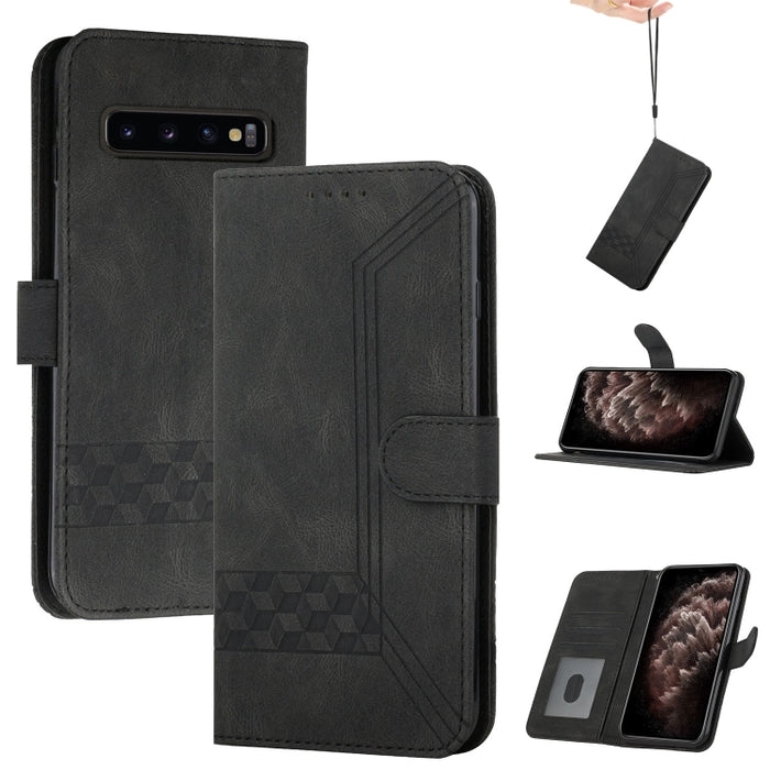 Cubic Skin Feel Flip Leather Phone Case, For Samsung Galaxy S10, For Samsung Galaxy S10e, For Samsung Galaxy S10+, For Samsung Galaxy S20