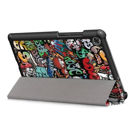 For Lenovo Tab M8 Coloured Drawing Pattern Horizontal Deformation Flip Leather Case with Three-folding Holder, Graffiti, Apricot Flower, Butterfly, Galaxy, Big Eye