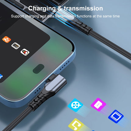 6A PD 20W USB-C / Typ-C auf 8-poliges Handy-Datenkabel mit Winkelstecker, 1 m, 2 m