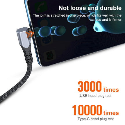 6A 66W USB to USB-C / Type-C Elbow Mobile Phone Game Fast Data Cable, 0.5m, 1m, 2m, 3m