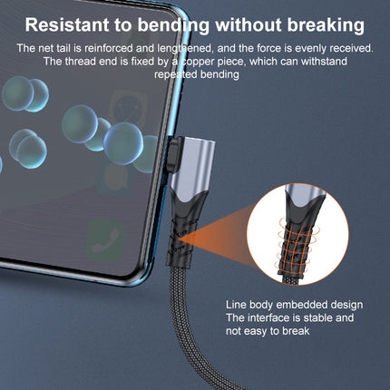 6A 66W USB to USB-C / Type-C Elbow Mobile Phone Game Fast Data Cable, 0.5m, 1m, 2m, 3m